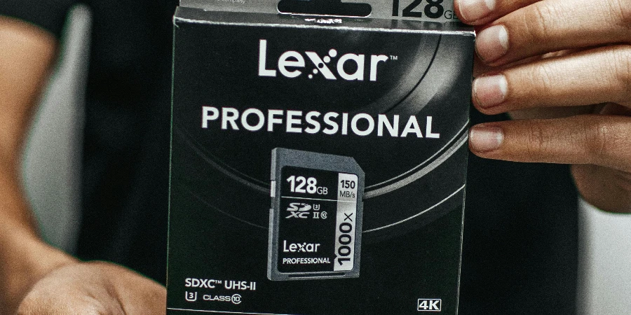 Person Holding Lexar Professional Memory Card Box