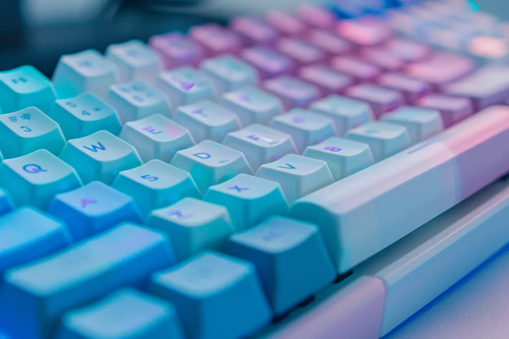 a blue and white key loose in the keyboard