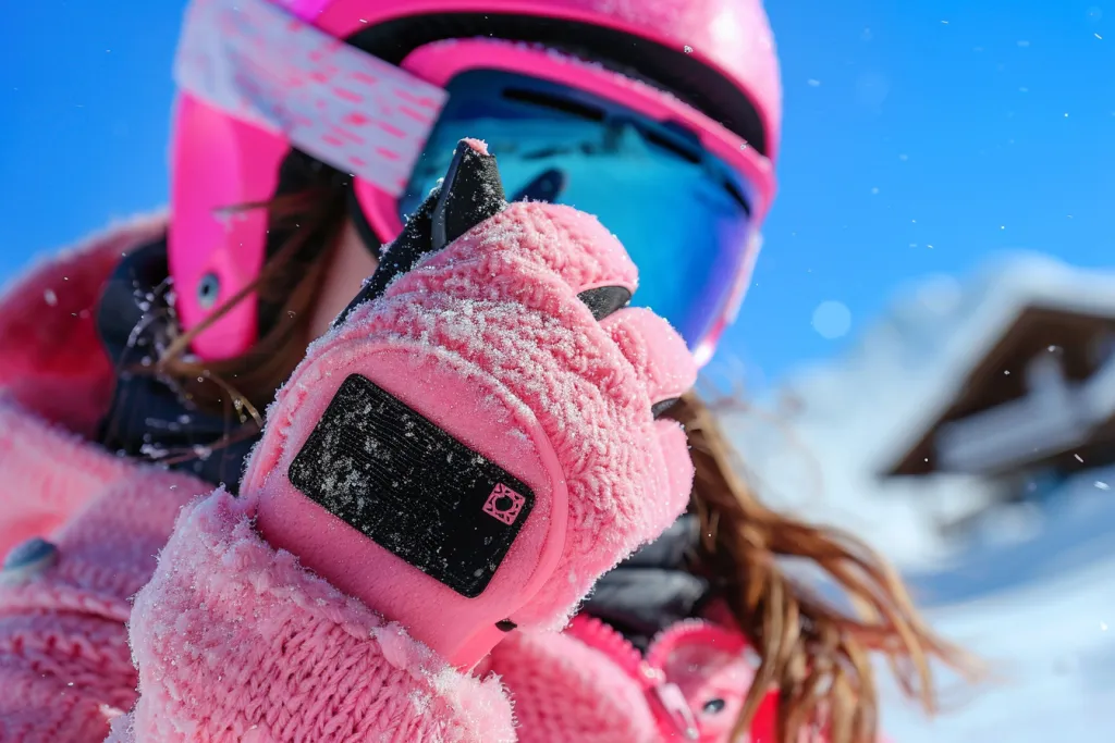 Pink children's winter gloves