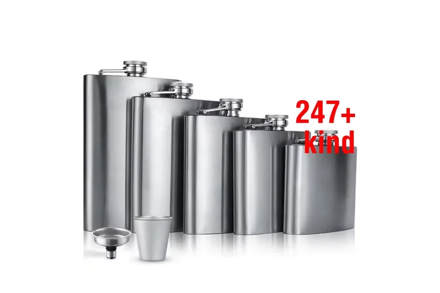 Portable Stainless Steel Hip Flasks Whiskey Matte Black Hip Flask Gift Set 8 oz Sublimation Leather Round Hip Flask For Liquor