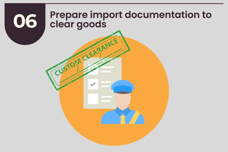 Preparing import documentation to clear goods