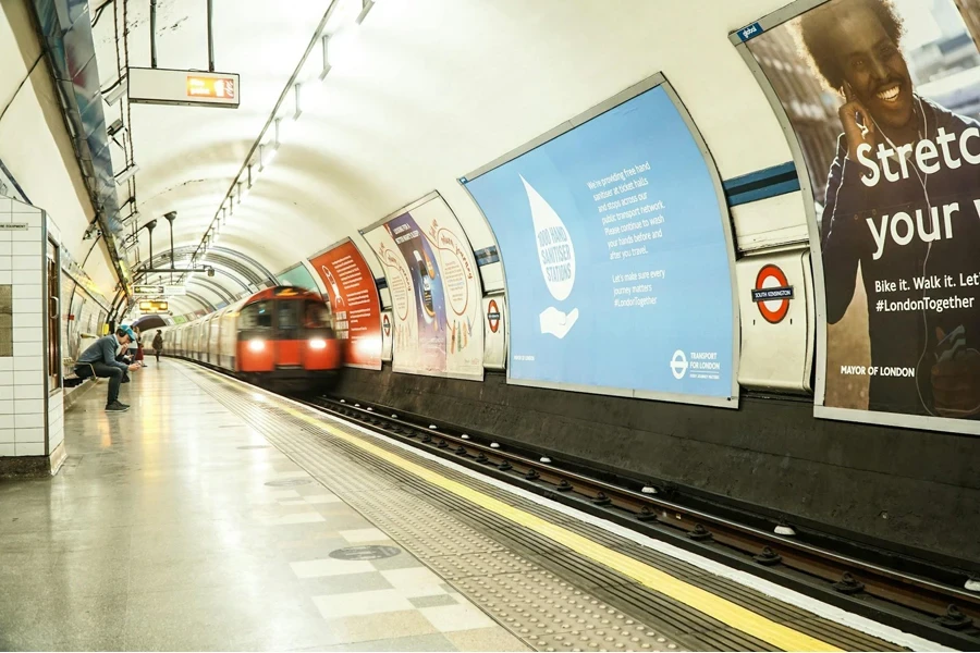 Printed billboards on the London Tube