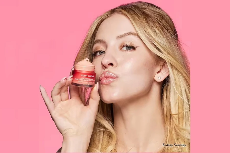 Private Label Moisturizing Lip Shape Mask Natural Vegan Collagen Pink Beauty Cherry Lip Sleeping Mask