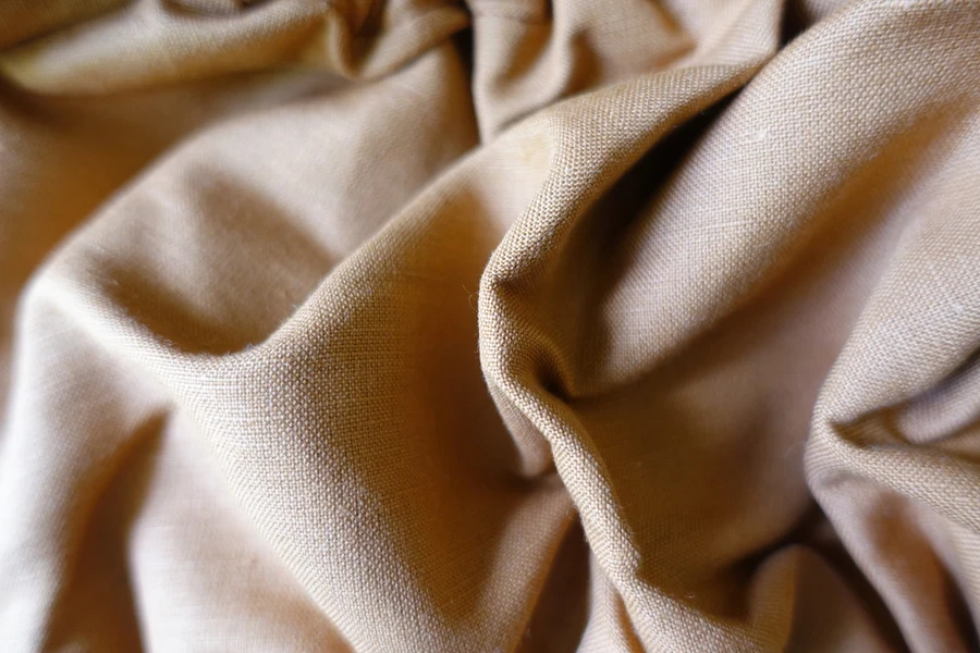 Rippled dark brown hemp and cotton fabric