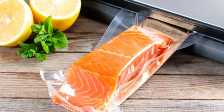 Salmon fillets in a vacuum package