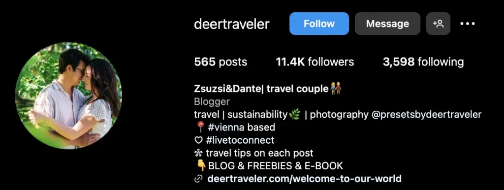 DeertravelerのInstagramのスクリーンショット