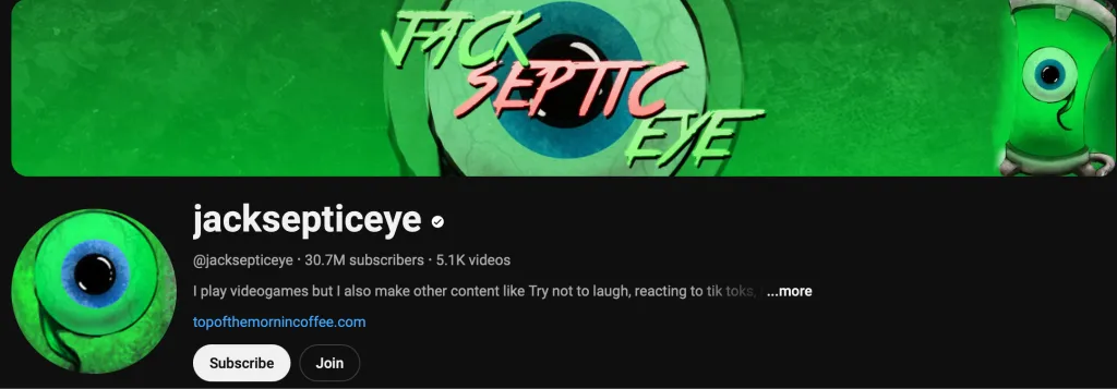 Screenshot from Jacksepticeye’s Youtube