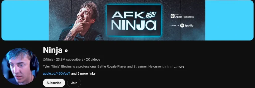 Screenshot from Ninja’s Youtube