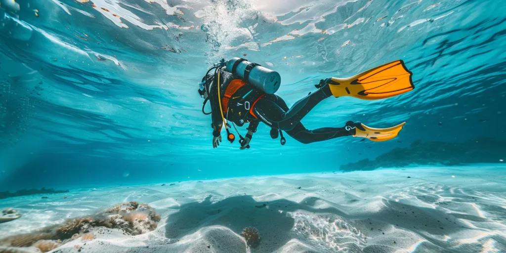 Scuba diver floating in the water