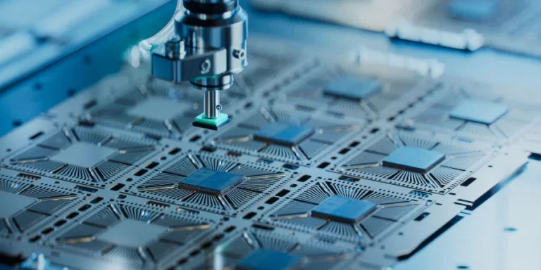 Silicon Die are being Extracted from Semiconductor Wafer and Attached to Substrate by Pick and Place Machine