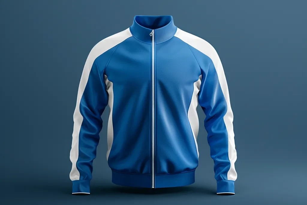 Sleek royal blue and white athletic jacket