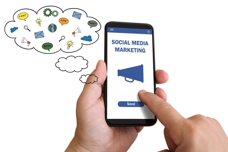 Social media marketing on a phone