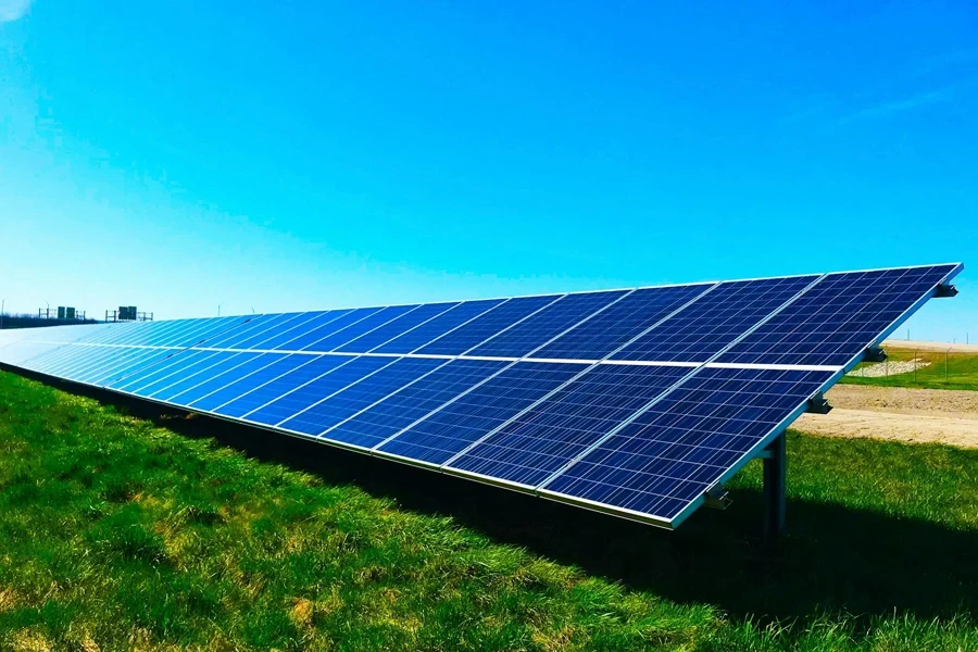 Solar panels in a field