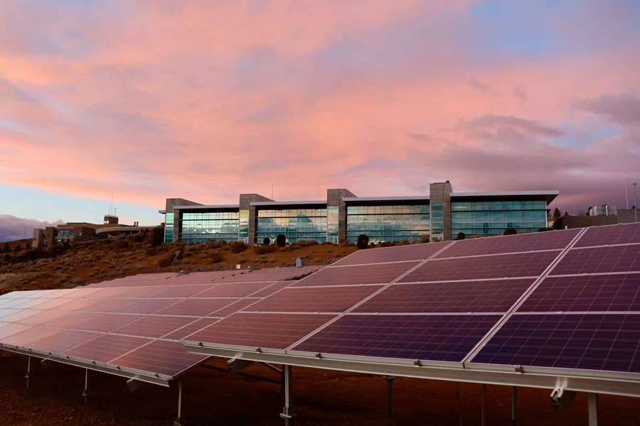 Solar panels on a commercial building