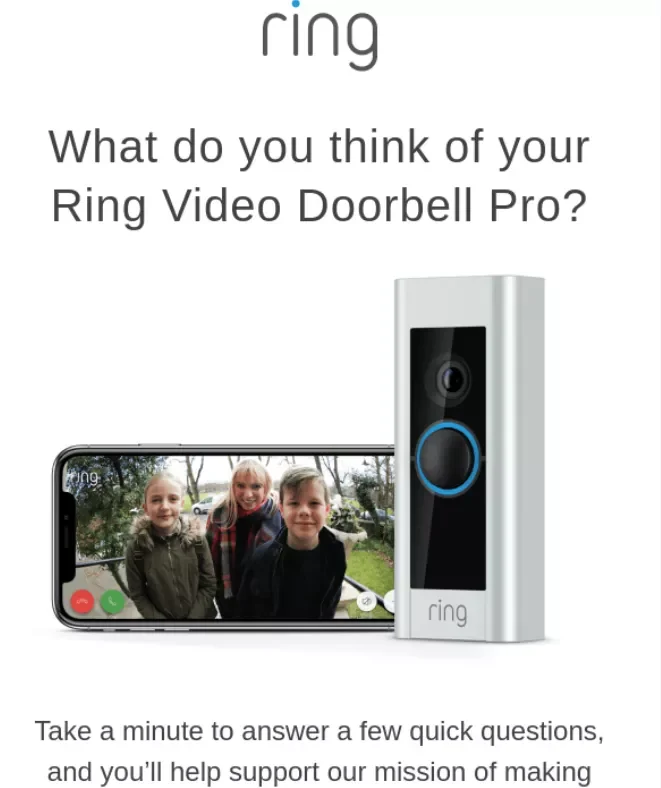 Survey email example from Ring