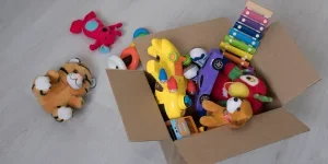 Teddy bear in box