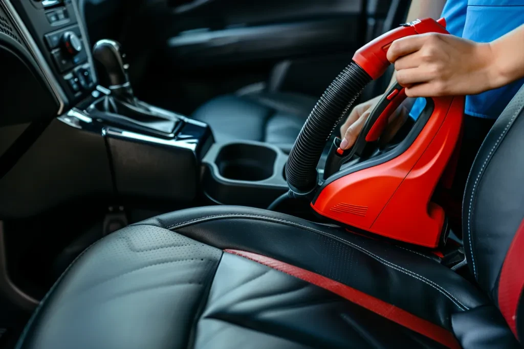 The car seat is being cleaned