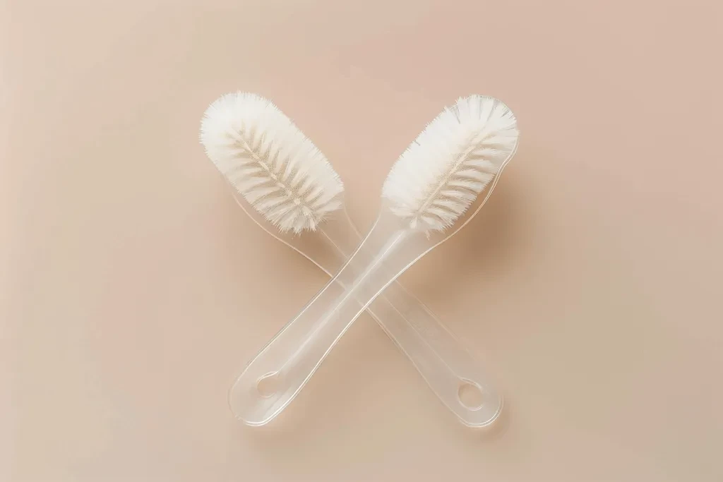 The nail brush is made of plastic