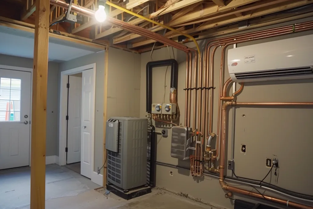 The video shows the process of installing a central air conditioner