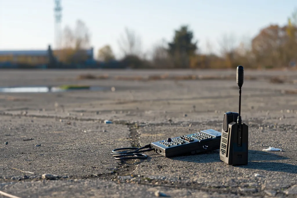 Two walkie talkies were on the ground