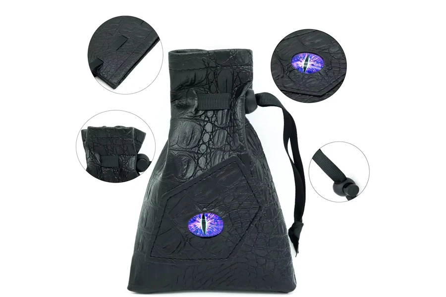 Udixi RPG Leather Dice Bag Packaging Dungeons and Dragons Custom Logo Demon Eye D&D Dice Bag