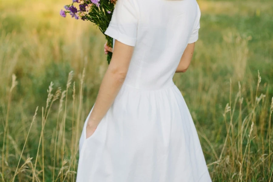 White A line midi dress