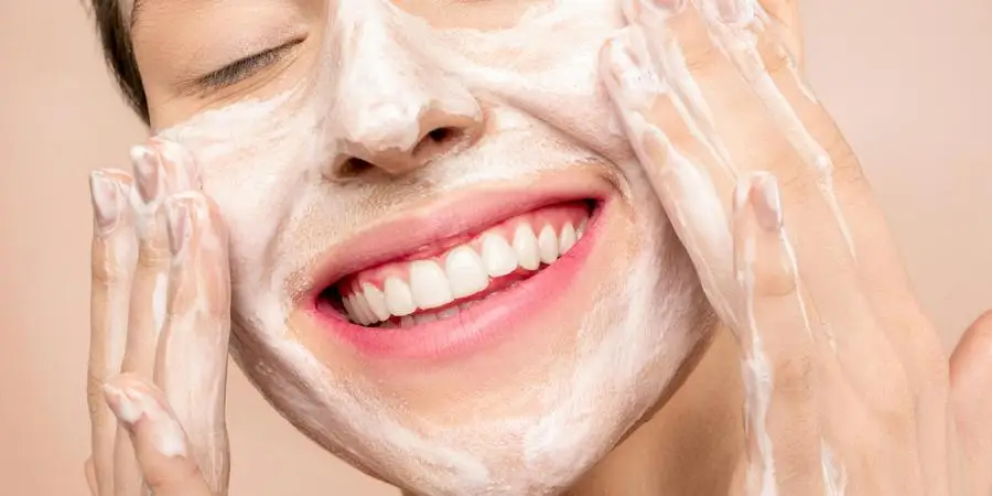 Woman With White Facial Soap on Face by Shiny Diamond