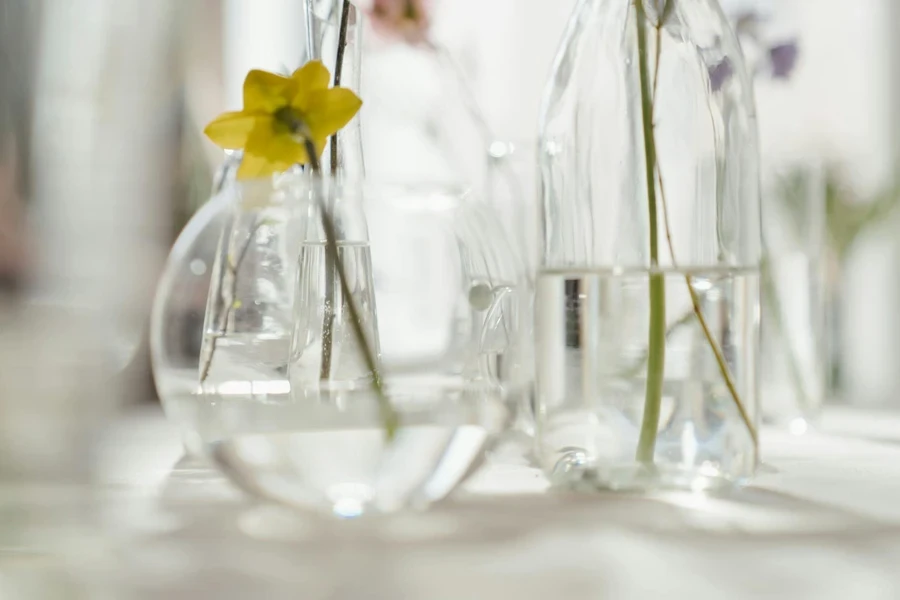 Yellow Flower in Clear Glass Vase