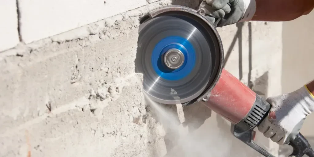 a grinder cutting a concrete