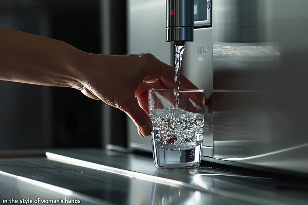 a hand holding a glass and filling it with water