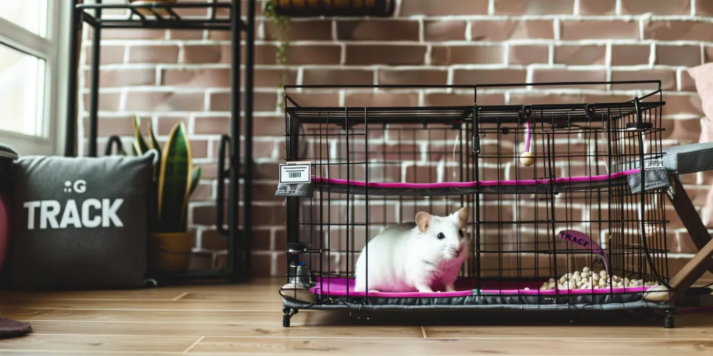 a large gray and black cage for small animals