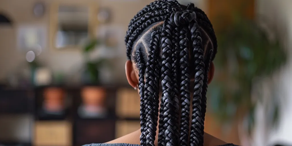 a long knotless box braided hairstyle