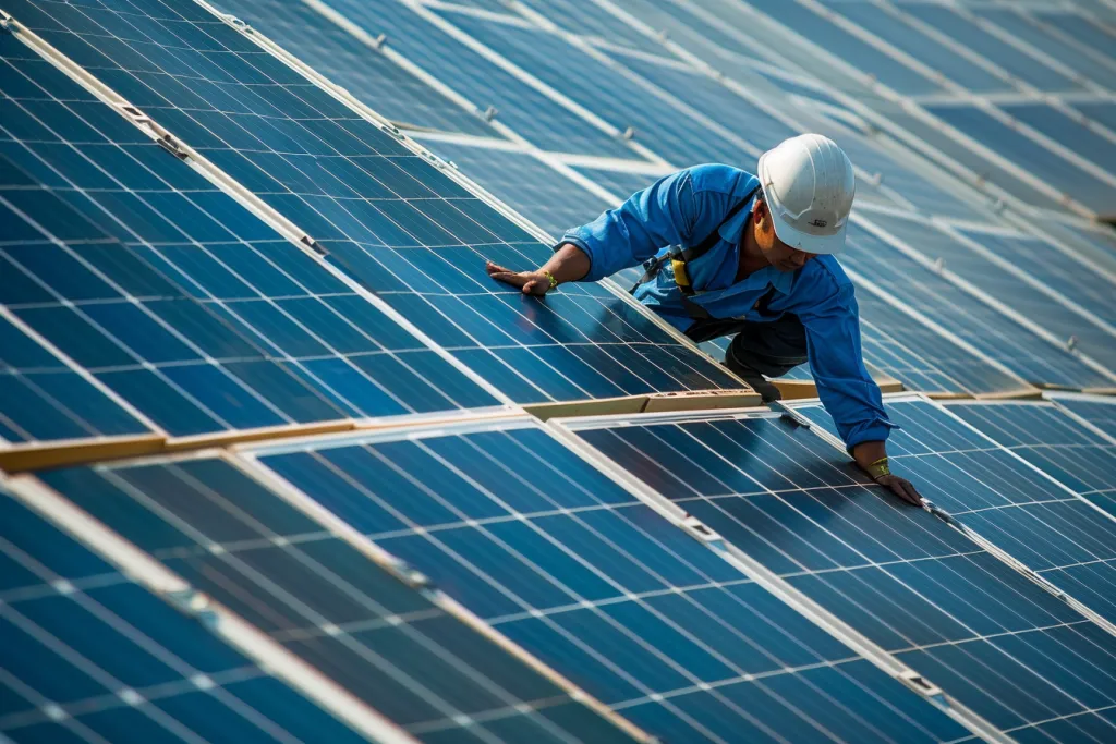 a man working on a solar panel installation