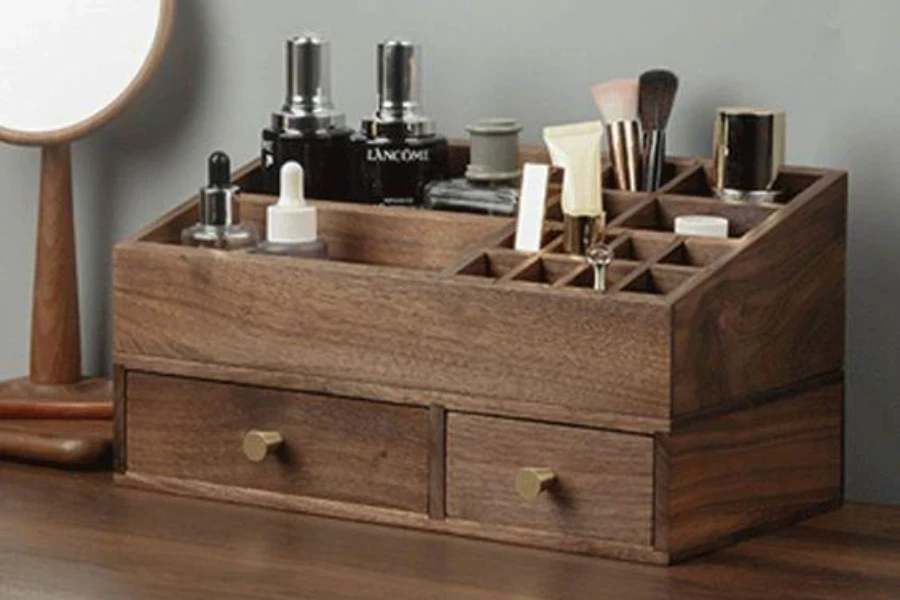 A quality wooden makeup organizer