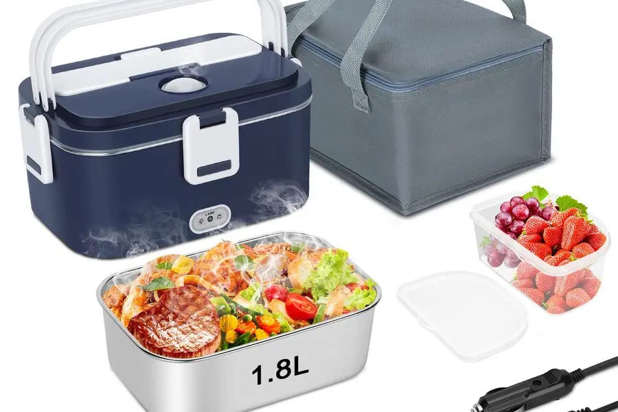 A removable stainless steel electric lunch box