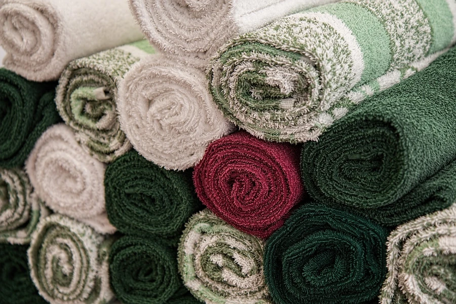 A variety of luxury bath towels