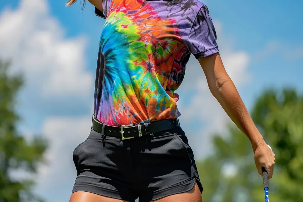 a woman wearing black shorts