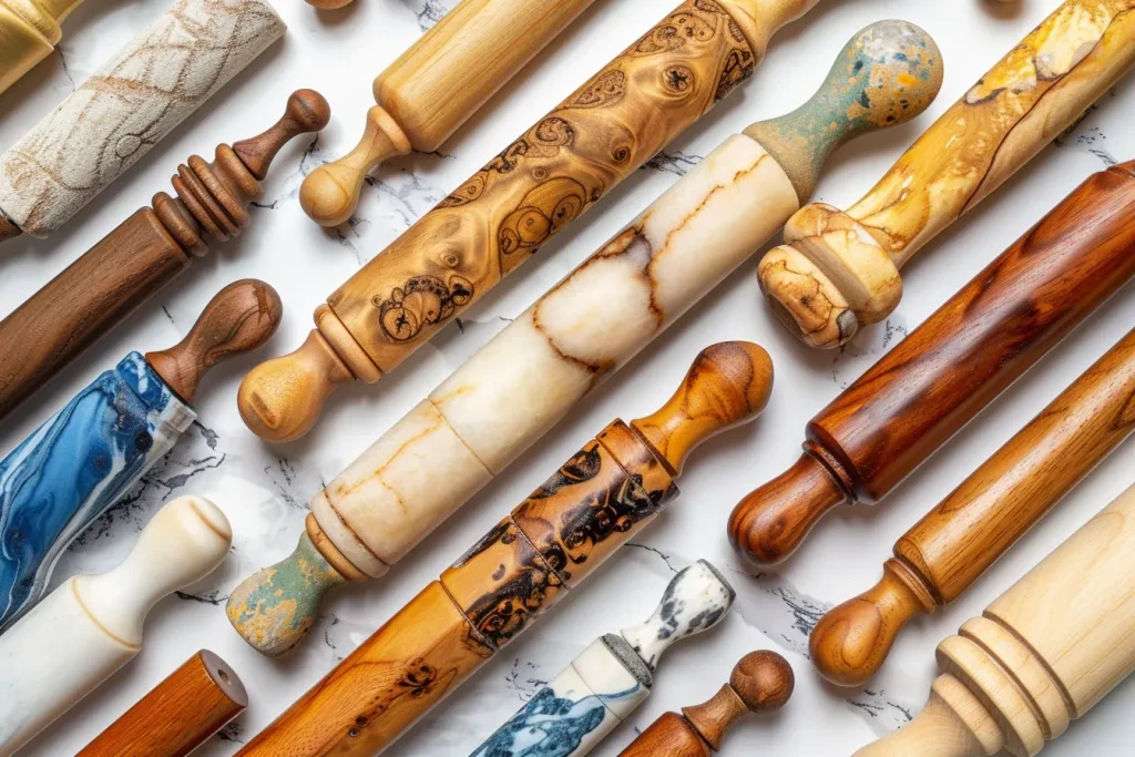 30 pieces of rolling pins in different materials and sizes