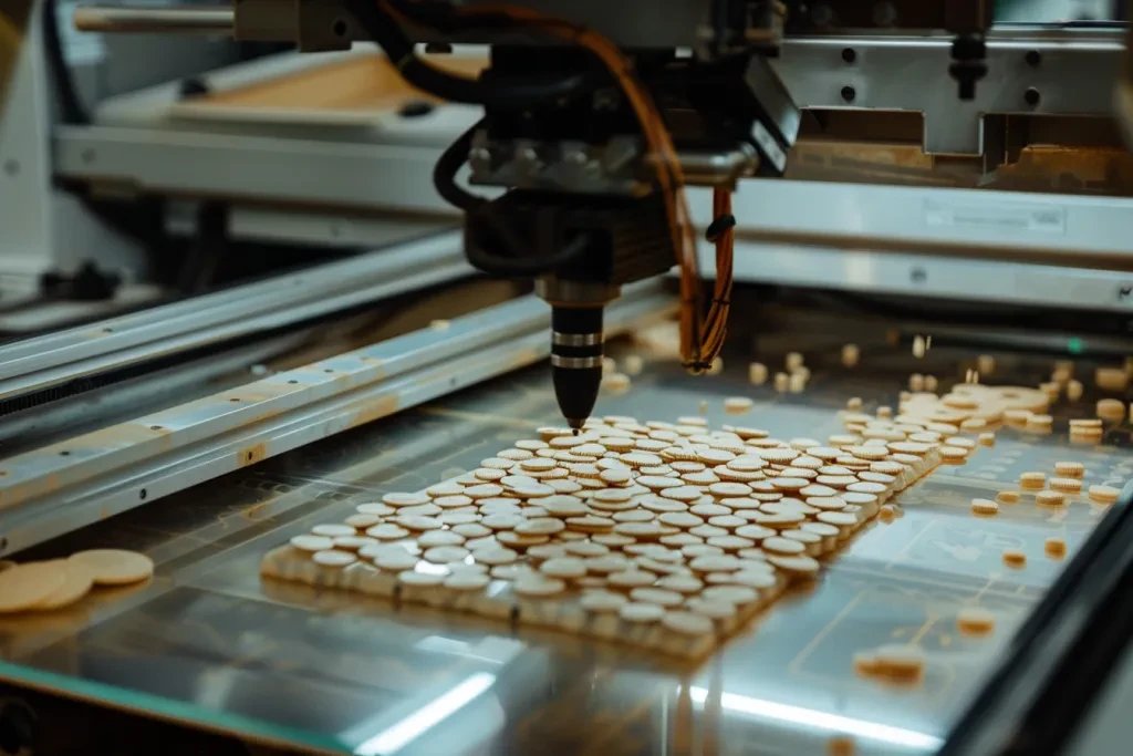 A CNC machine is making a tray of resin