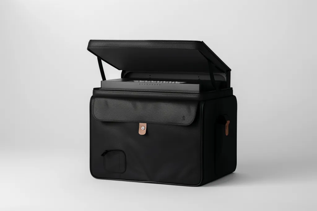 A black product bag for an advanced breath printer