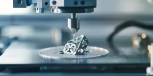 A close-up shot of an advanced material production machine