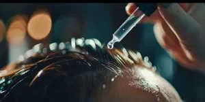 the hairdresser's hand holding a drop