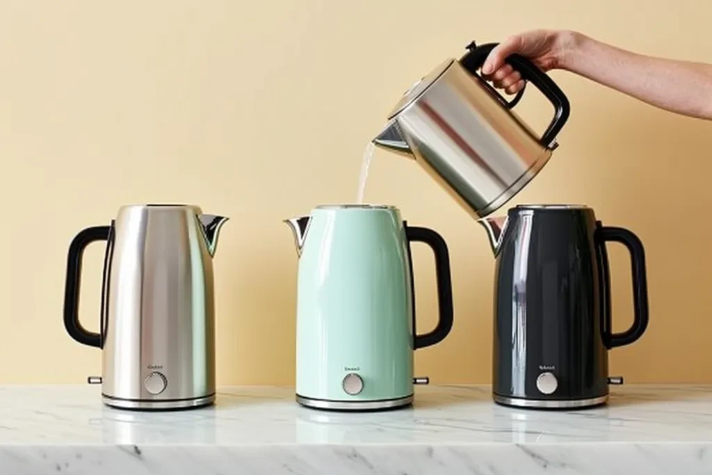 someone pouring water from an electric kettle