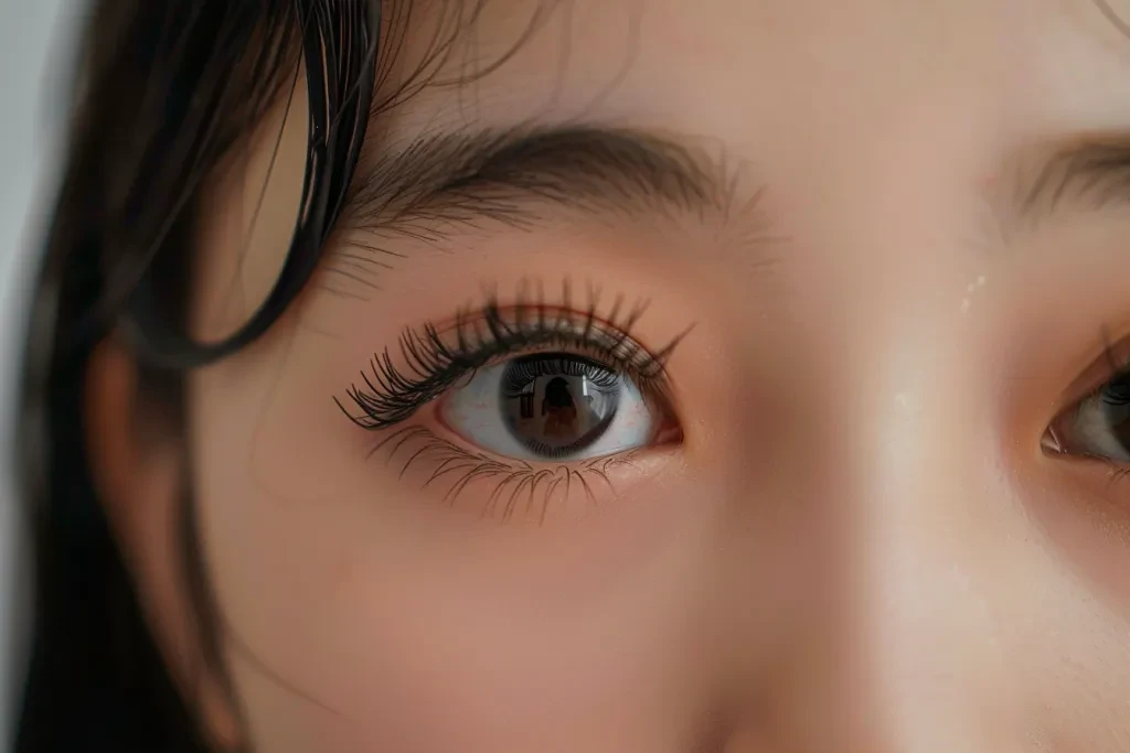 an Asian girl's long eyelashes