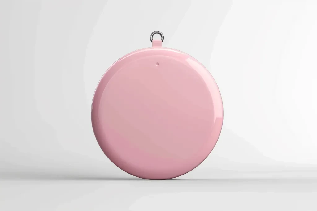 a flat pink plastic smart tag