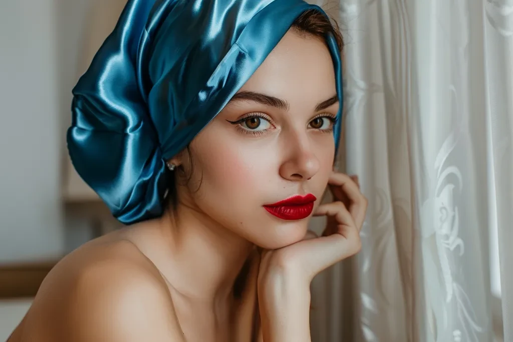 blue satin night cap