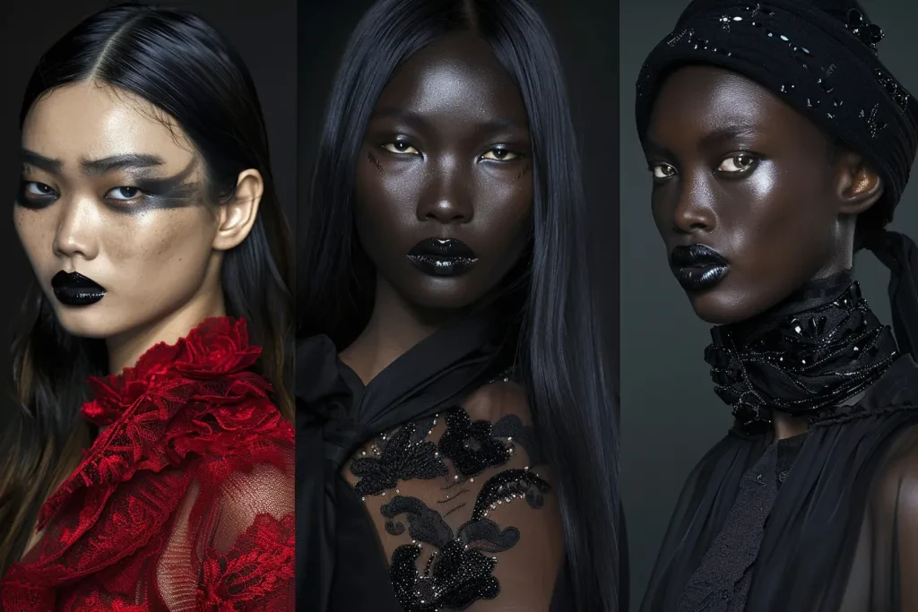top runway models with black lipstick
