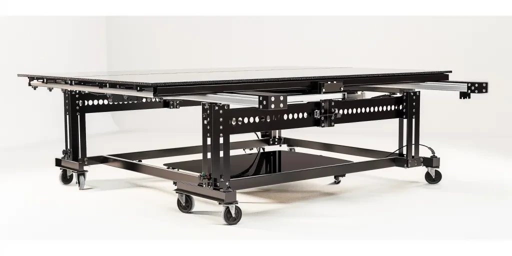 the CNC machine table with metal frame