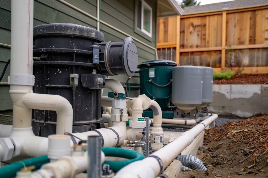 an above ground pool water pump with the main void filter on top