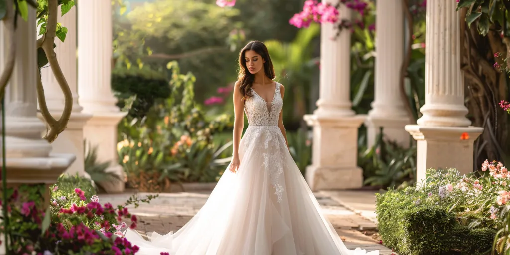 an attractive woman wearing a white wedding dress